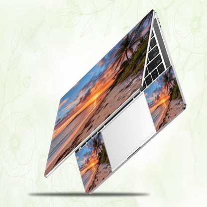 Laptop Skin Sticker Decal, Universal Reusable Vinyl Laptop Cover for 12" 13" 13.3" 14" 15" 15.4" 15.6" Notebook PC, Reusable Waterproof Scratch-Resistant with 2 Wrist Pads,Beach Coconut Tree - color: Beach Coconut Tree