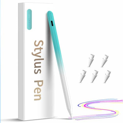 Stylus Pen for iPad,(2018-2026) Fast Charge with Tilt Sensitivity & Palm Rejection Compatible with iPad Pro 11"/12.9", iPad mini 5/6, iPad Air 3/4/5, iPad 6/7/8/9/10 (White Green) - color: White green
