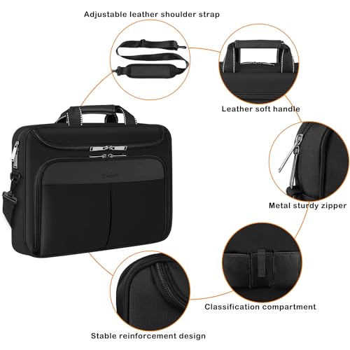 15.6-16.2 Inch Laptop Briefcase with Reinforced Shoulder Strap | Waterproof Messenger Bag for Men with Padded Handle, Business Travel Laptop Bag Compatible with Macbook Pro 16 inch - size: 15.6"-16"