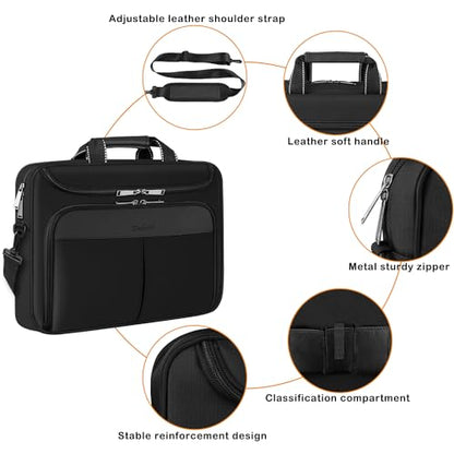 15.6-16.2 Inch Laptop Briefcase with Reinforced Shoulder Strap | Waterproof Messenger Bag for Men with Padded Handle, Business Travel Laptop Bag Compatible with Macbook Pro 16 inch - size: 15.6"-16"