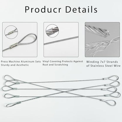 5 Pack Luggage Lock Safety Cable, Stainless Steel Cable with Loops, Stainless Steel Safety Cable, Safety Cable Lock, Braided Steel Coated Safety Cable Luggage Lock 2mm Thickness 12 inch Length - size: 5 Pieces