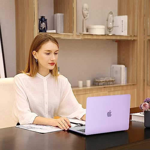 MOSISO Compatible with MacBook Air 13 inch Case M1 2021 2020 2019 2018 | A2337 A2179 A1932, Protective Hard Shell&Keyboard Cover&Screen Film&Pouch for MacBook Air 13.3 inch Case, Light Purple - color: Light Purple