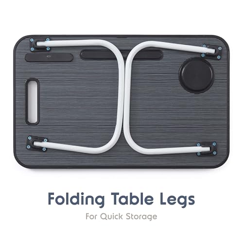 Nestl Foldable Lap Desk - Portable Laptop Stand for Bed, Couch, Work, Reading & Writing - USB Ports, Small Laptop Tray, Black - size: Premium Small