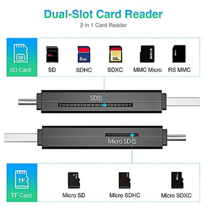 USB C SD Card Reader & USB 3.0 Micro SD Adapter, High-Speed Memory Card Reader for SD/Micro SD/SDHC/SDXC/MMC, Type-C SD Card Reader Compatible with MacBook/PC/Android/Camera/Laptop