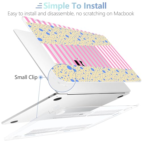 MEEgoodo Case for M5/M4/M3/M2 MacBook Air 13 inch Case 2026 2025 2024 2022, Fit Model A3449/A3240/A3113/A2681, Laptop Hard Shell Compatible with MacBook Air 13.6-inch, Pink Stripes & Blue Dots - color: Pink Stripes & Blue Dots