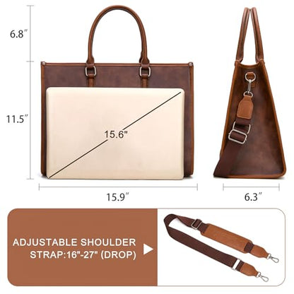 Montana West Laptop Tote Bag for Women 15.6 Inch Computer Bags Business Office Work Briefcase With Adjustable Shoulder Strap - color: Coffee