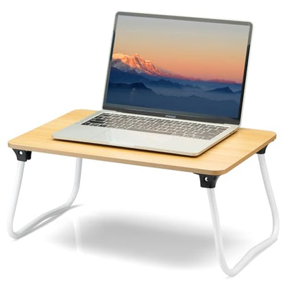 ZEAPTAC Laptop Bed Desk, Foldable Lap Desk, Portable Laptop Stand, Lightweight & Mini Table for Breakfast/Picnic/Drawing/Couch/Floor - Wood - color: Wood