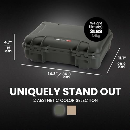 NANUK 910 Hard Case with Customizable Cubed Foam, IP67 Waterproof, Dustproof and Impact Resistant, 14.3” x 11.1” x 4.7”, Rugged Construction for Ultimate Protection, Made in Canada - Olive - color: Olive, style: Cubed Foam