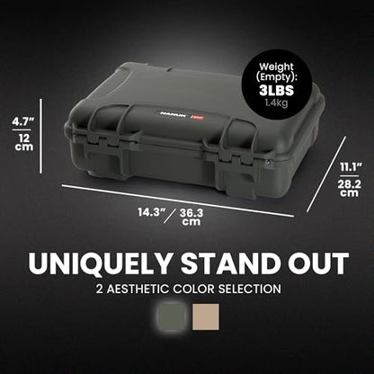 NANUK 910 Hard Case with Customizable Cubed Foam, IP67 Waterproof, Dustproof and Impact Resistant, 14.3” x 11.1” x 4.7”, Rugged Construction for Ultimate Protection, Made in Canada - Olive - color: Olive, style: Cubed Foam