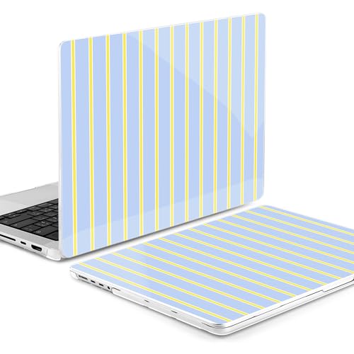 MEEgoodo Case for MacBook Pro 16 inch 2026 2024 2023 2021,Laptop Shell Compatible with M5 M4 M3 M2 M1 Pro/Max Chip,Fit Model A3429/A3428/A3403/A3186/A2991/A2780/A2485,Yellow&White Stripes - color: Yellow&White Stripes
