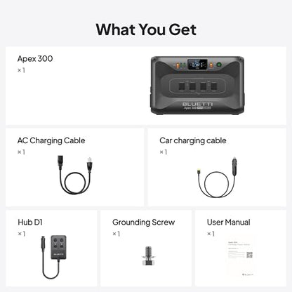 BLUETTI Apex 300 Portable Power Station with Hub D1, 2764.8Wh LFP Battery | Power Station with 6 3840W AC Outlets (7680W Surge), RV-Optimized DC Ports (50A Anderson), Ideal for Camping and RV Life - style: BLUETTI Apex 300+Hub D1