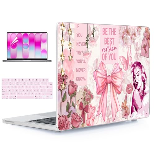 for MacBook Neo Case 13 inch 2026 A18 Pro (A3404), Anti-Scratch Protective Pattern Hard Shell Case, Trendy Laptop Cover with Keyboard Cover+Screen Film+Trackpad Film,Blush Bow Dreams ﻿ - color: Blush Bow Dreams