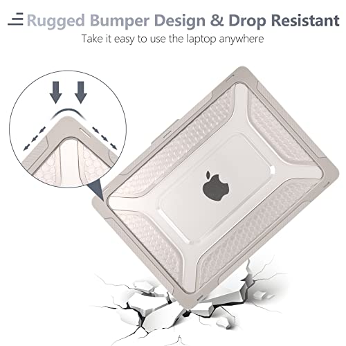 Batianda Extreme Heavy Duty Case for MacBook Air 13.6" 2026-2022, Khaki | Fits M5/M4/M3/M2 Chip Model, Anti-Slip Rubberized Stand Holds 25lbs, Honeycomb Rugged Matte Shell, Max Cooling & Stability - color: S-Rock Stone