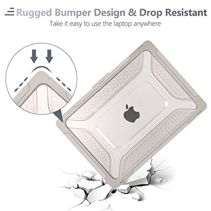 Batianda Extreme Heavy Duty Case for MacBook Air 13.6" 2026-2022, Khaki | Fits M5/M4/M3/M2 Chip Model, Anti-Slip Rubberized Stand Holds 25lbs, Honeycomb Rugged Matte Shell, Max Cooling & Stability - color: S-Rock Stone