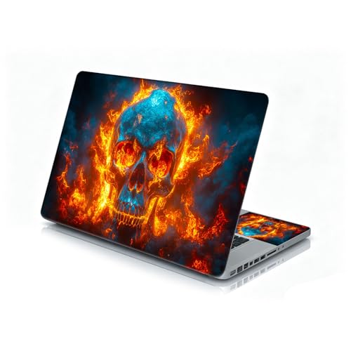 Universal Laptop Skin Sticker Decal, 12"-15.6" Aesthetic Vinyl Wrap, Flaming Skull Fire Waterproof Notebook Cover Art Protector for MacBook HP Dell Lenovo, Fits 13" 14" 15" 15.6" - color: Flaming Skull Fire