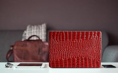 Crocodile Case for MacBook Air 13 inch M1 2022 2021 2020 2019 2018 A2337 A2179 A1932, Crocodile MacBook Air M1 Case, Aligator Skin Snakeskin PU Leather Hardshell & Keyboard Cover, Burgandy - color: # Shiny Burgandy Crocodile