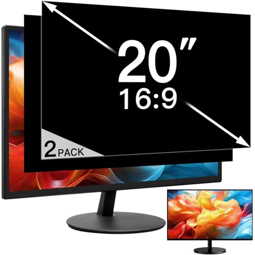 2 Pack 20 Inch 16:9 Privacy Screen for Computer Monitor, Eye Protection Anti Glare Computer Screen Cover, Removable Anti-Scratch Computer Screen Privacy Shield for 20'' Monitors - size: 2 PACK 20 Inch Privacy Screen (16:9）