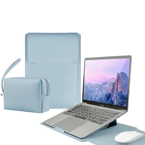 13 Inch Laptop Sleeve for Mac NEO, Precision-Fit Leather Case with Stand and Mouse Pad, Slim Protective Computer Sleeve with Accessory Pouch, Soft Lining(Sky Blue, 13 Inch) - color: Skyblue, size: 13 Inch