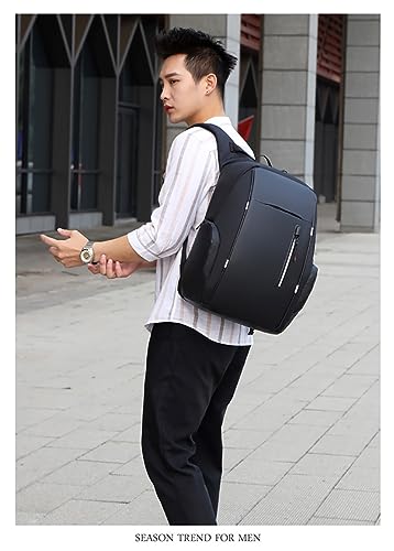 Men's Business Laptop Bag Multifunctional Rechargeable USB Backpack - color: Black