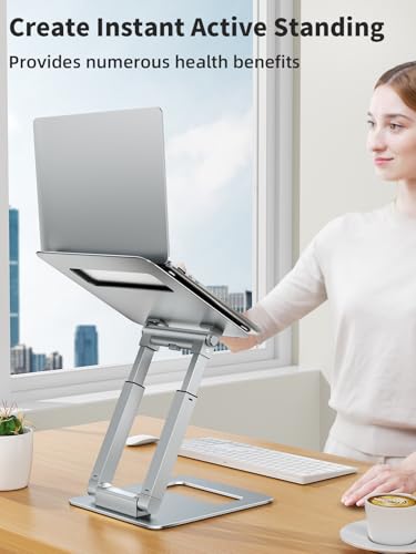 tounee Laptop Stand for Desk Adjustable Height, Telescopic Computer Stand with Pull Out Design Ergonomic Laptop Riser Fits All Laptops 10-17"-Silver - color: Silver