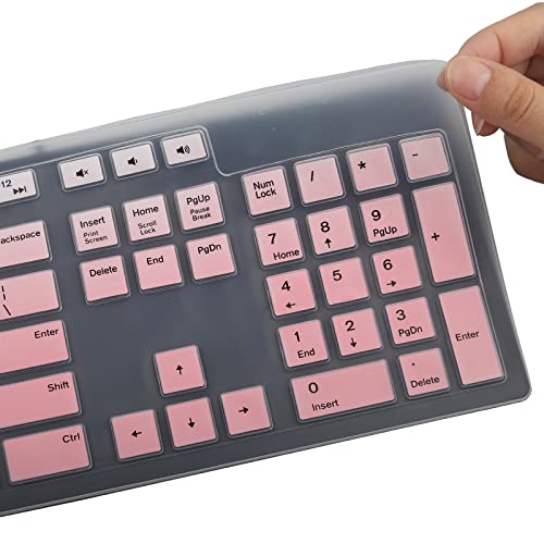Keyboard Cover Skin for Dell KM636 KB216 KB216t KB216d KB216p Wired & Wireless Keyboard, Dell Optiplex 5250 3050 3240 5460 7450 7050, Dell Inspiron Desktop 24" 27" 5400 5490 7700 7790 3475 3670 3477 - color: Gradual Pink