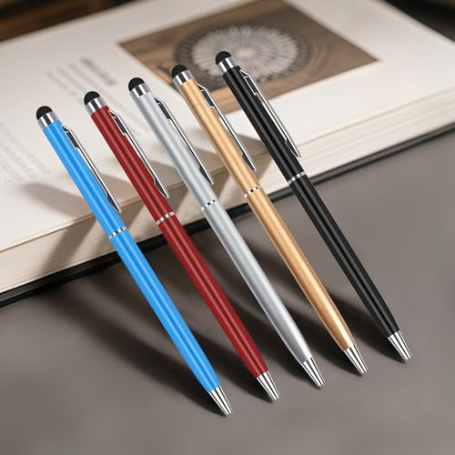 5-Pack Dual-Function Stylus Pens for Touch Screens & Writing - Compatible with iPad, iPhone, - color: Mixed