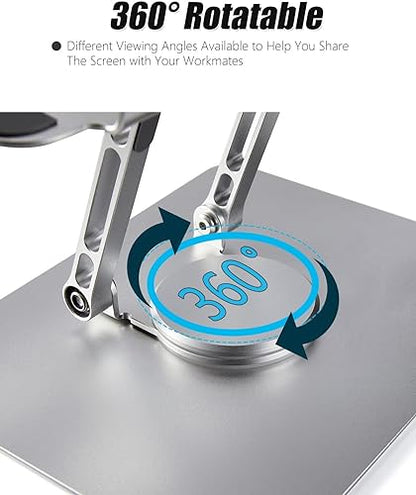 Vortex D086-Grey Laptop Stand Ultimate Cutting-Edge Durable Convenient Secure Cooling Aluminum 360-degree Effortlessly Rotating Innovative Design Comfort and Flexible (Grey)
