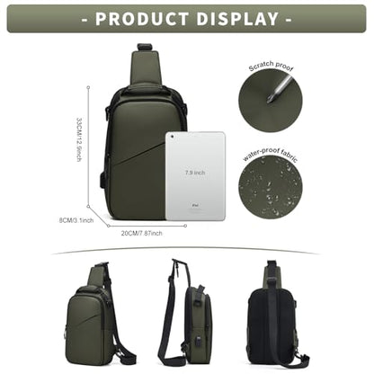 Messenger bag for Men,Small Sling Crossbody Backpack Shoulder Bag for Men Women,canvas Strap Backpack Sling Bag - color: B3-green