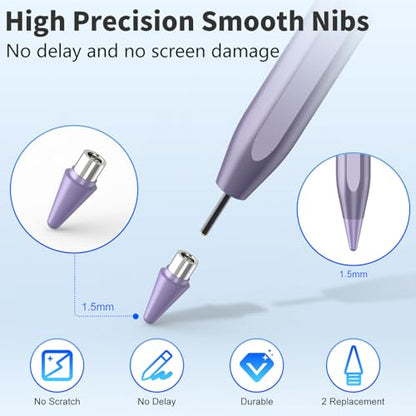 COO Universal Active Stylus Pen for iOS, Android & Samsung Touch Screens | Smart Digital Stylus for Lenovo/Vivo/Mi/HUAWEI Tablets, iPhone/Samsung/Pixel Phones for Drawing&Writing, Purple - color: Purple