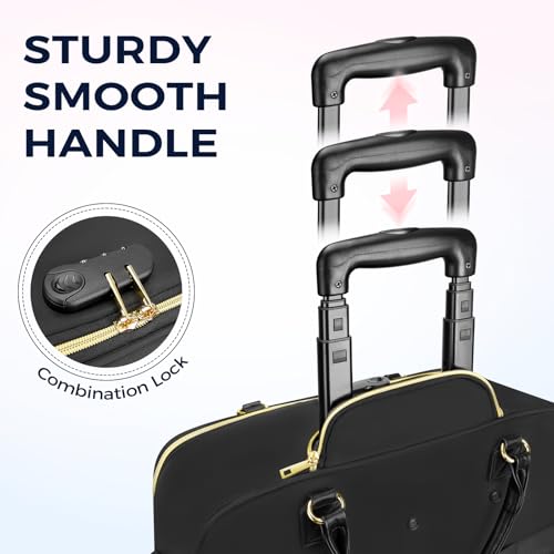 Ytonet Rolling Laptop Bag, Rolling Briefcase for Women with 4 Spinner Wheels, 17.3 Inch Briefcase for Women with Lock and Packing Cube, Laptop Bag with Wheels for Travel Work Business Teacher,Black