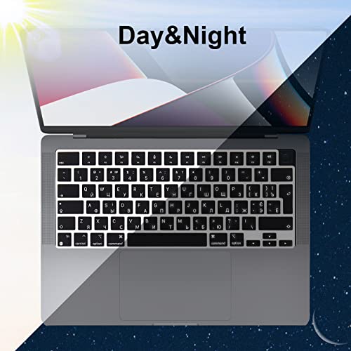 HRH Keyboard Cover Skin EU for MacBook Air 13”15"(M5-M2)&Pro 14”16"(M5-M1) | Ukrainian,Black,2026-2021,A3426 A3427 A3434 A2992,Neo 13" A18,Precise Fit,Dust Proof,Waterproof,Durable,Keyboard Accessories - color: Ukrainian