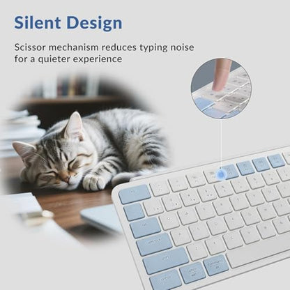 Keychron B1 Pro Ultra-Slim ZMK/Launcher Wireless Bluetooth 2.4 GHz/Wired Connection Keyboard for Mac Windows Linux - Retro Blue - color: Retro Blue