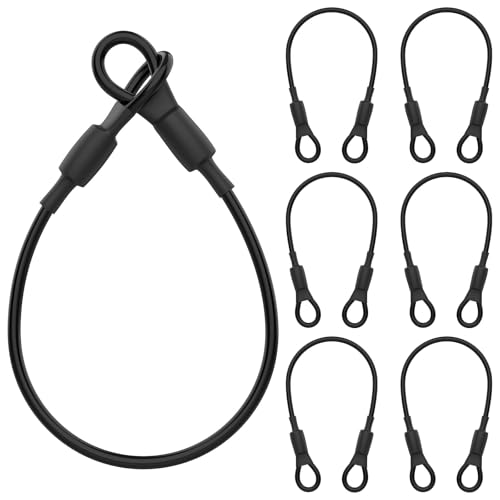12 Inch Safety Cable Lock with Loops, 5mm Dia Heavy Duty Stainless Cable | 200lb Tensile Force PVC Coated Loop End Cable for Stage Lighting Luggage Lock, 6 Pack