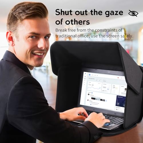 Laptop Sun Shade,Laptop Sun Shade for Working Outside,Foldable and Portable Screen Sun Glare Shield Sleeve,Outdoor Computer Cover,Privacy Protective Hood Sunshade Bag 12-14inch (Patent Pending) - size: 12-14inches
