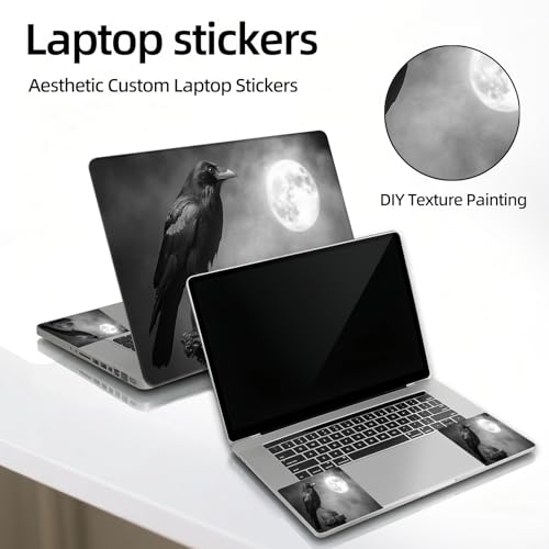Universal Laptop Skin Sticker Decal, 12"-15.6" Aesthetic Vinyl Wrap, Raven Moon Night Waterproof Notebook Cover Art Protector for MacBook HP Dell Lenovo, Fits 13" 14" 15" 15.6" - color: Raven Moon Night