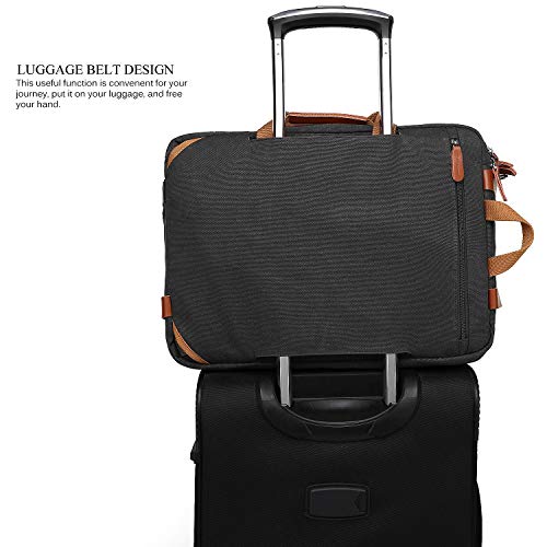 CoolBELL Convertible Backpack Messenger Shoulder bag Laptop Case Handbag Business Briefcase Multi-functional Travel Rucksack Fits 17.3 Inch Laptop For Men/Women (Canvas Black) - color: Canvas Black, size: 17.3 Inches