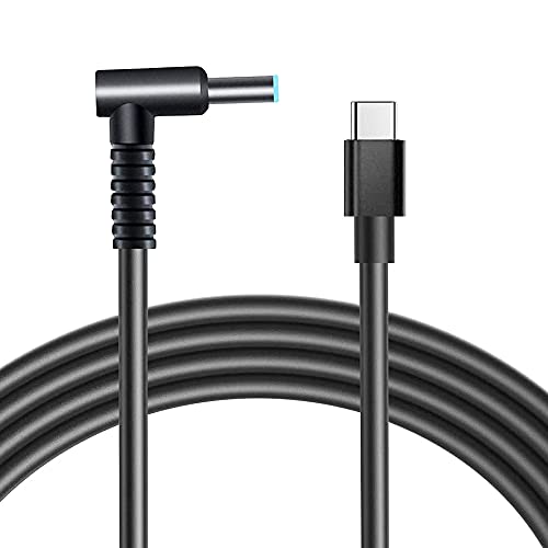USB C to Smart Blue Tip Charging Cable Adapter for Hp Type-C to 4.5mm Smart Tip Angle Rangle Connector Converter for Hp Stream x360 11 13 14 Envy x360 Chromebook Split 13 X2 1.5m - color: Male Black