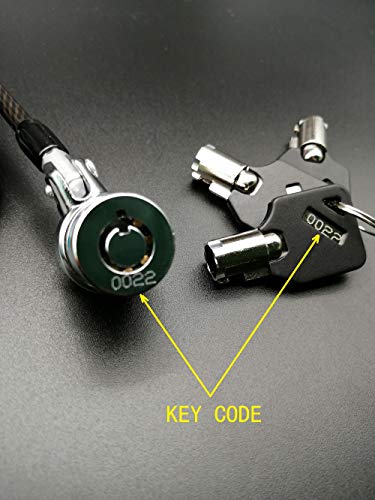 Laptop Cable Lock - 6.7Ft Security Cable with Adhesive Anchors - Compatible for Tablets, Laptops, iMac & Other Devices - 3 Keys (Keyed Different) - color: Black 1Pack