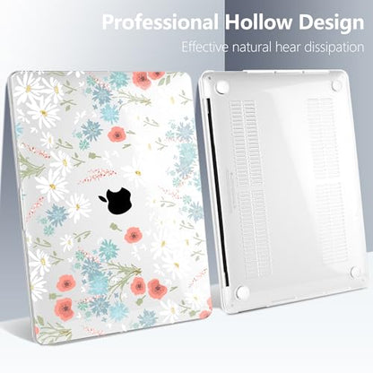 Batianda LumiArt Case for MacBook Pro 13 inch 2022 2020, Cute Daisy | Fits Model A2338 M2 M1 A2251 A2289, with Bright Color Botanical Design, Slim Hard Shell For School Girls Women and Travelers - color: Cute white flower