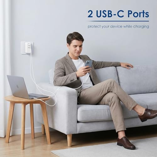 MacBook Pro Charger,2pack 2-Port and Foldable 100W USB C Charger for MacBook Air, Samsung Galaxy, iPad Pro,i phone17/16/15 and More, 6FT&10ft USB C Cable Included