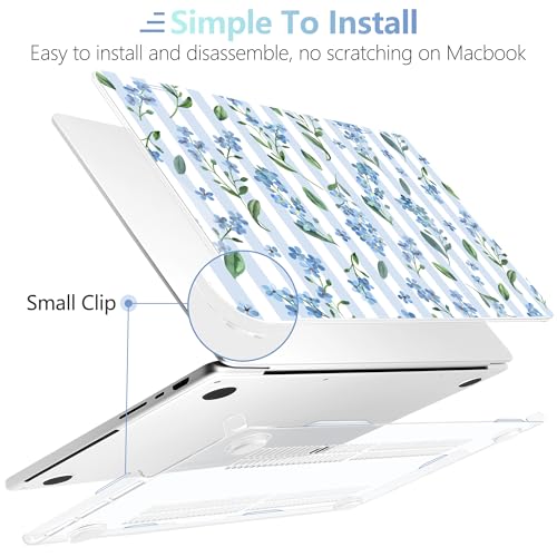 MEEgoodo Compatible with MacBook Pro 14 inch Case(M5/M4/M3/M2/M1)Pro/Max 2026 2025 2024 2023 2021,Fit Model A3427/A3426/A3434/A3112/A3401/A3185/A2918/A2992/A2779/A2442, Blue Watercolor Flowers&Stripes - color: Blue Watercolor Flowers&Stripes