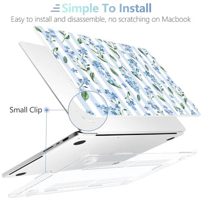 MEEgoodo Compatible with MacBook Pro 14 inch Case(M5/M4/M3/M2/M1)Pro/Max 2026 2025 2024 2023 2021,Fit Model A3427/A3426/A3434/A3112/A3401/A3185/A2918/A2992/A2779/A2442, Blue Watercolor Flowers&Stripes - color: Blue Watercolor Flowers&Stripes
