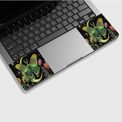 Universal Laptop Skin Sticker with 2 Wrist Pad Skins, Waterproof Scratch Resistant Vinyl Laptop Cover Decal, Cut to Fit for 11–15.6 Inch MacBook HP Dell Lenovo, Moth Moon Flowers - color: Moth Moon Flowers