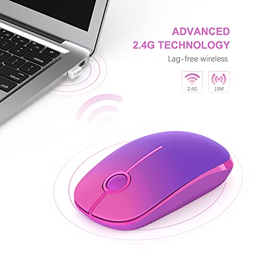 Unipows Wireless Mouse-2.4G Slim Portable Computer Mouse, Gradient Purple | Nano Receiver, Less Noise Mobile Optical Mice for Notebook, PC, Laptop, Desktop - color: Gradient Purple