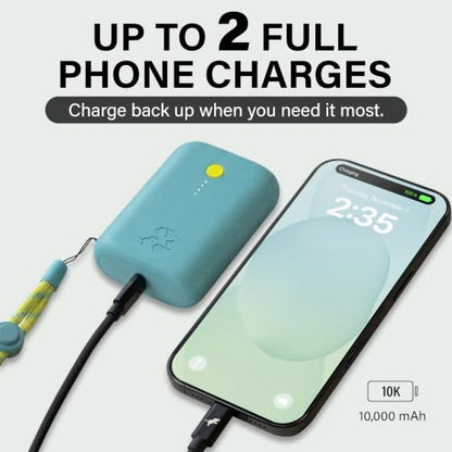 Nimble Champ Portable Charger, 10000mAh Power Bank, 20W Dual USB-C Charging | Compatible with iPhone, Samsung, Tablet, iPad, MacBook, Travel Essential Power Bank with 2 ft USB-C Cable Included - color: Shorebreak Blue