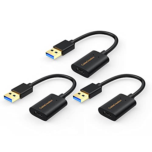 CableCreation [3-Pack USB C Female to USB Male Adapter Cable, 5Gbps USB 3.1 to USB C Adapter Compatible with Oculus Quest Link Logitech StreamCam, etc - style: Cable Adapter-3Pack