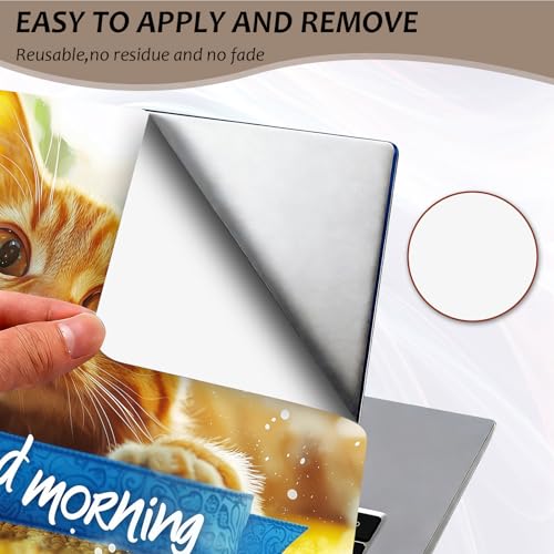 Laptop Skin 12.1-15.6 inch Removable Universal Reusable Laptop Sticker Decal,Waterproof No Residue Vinyl Cover,Scratch-Resistant Cuttable Full Wrap Sticker for Notebook, Kawaii Orange Cat - color: Kawaii Orange Cat