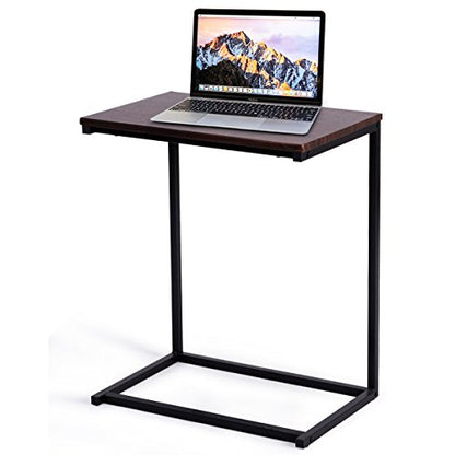 Tangkula Sofa Side End Table C Table Laptop Holder End Stand Desk Coffee Tray Side Table Notebook Tablet Beside Bed Sofa Portable Workstation (Brown) - color: Brown