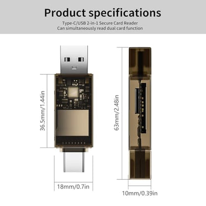 SD Card Reader, QimKero Dual Connector USB 2.0/USB-C Memory CardReader Adapter, [Card not Included], Compatible for SD/Micro SD/SDHC/SDXC/MMC, MacBook Pro/Air, Chromebook Galaxy S21, S22/ iPhone 15