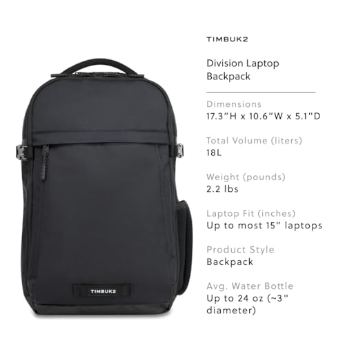 Timbuk2 Division Laptop Backpack Deluxe, Eco Black Deluxe - color: Eco Black Deluxe